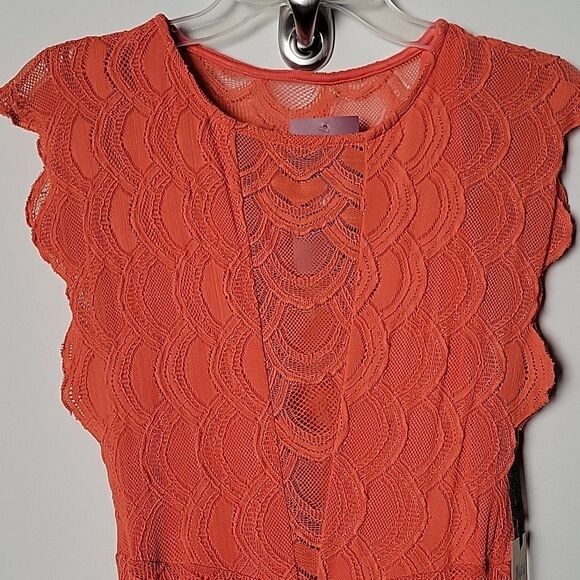 NWT NightCap Clothing XS/S Victorian Lace Orange Coral Caletto Maxi Long Dress - Picture 4 of 14
